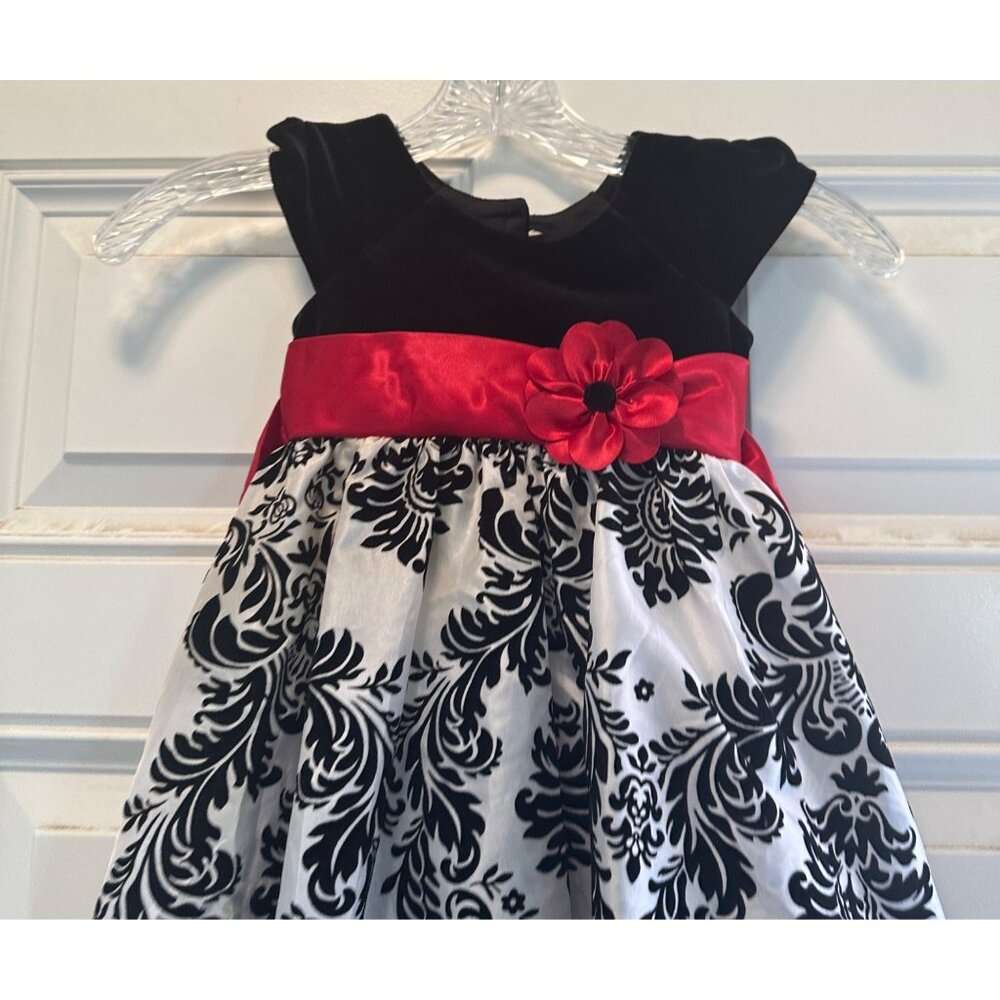 Jona Michelle Girls Party Dress Print Black/White/Red Size 2T - Picture 4 of 8